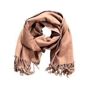 Oversized Brown Knitted Winter Cozy Scarf With Tassels